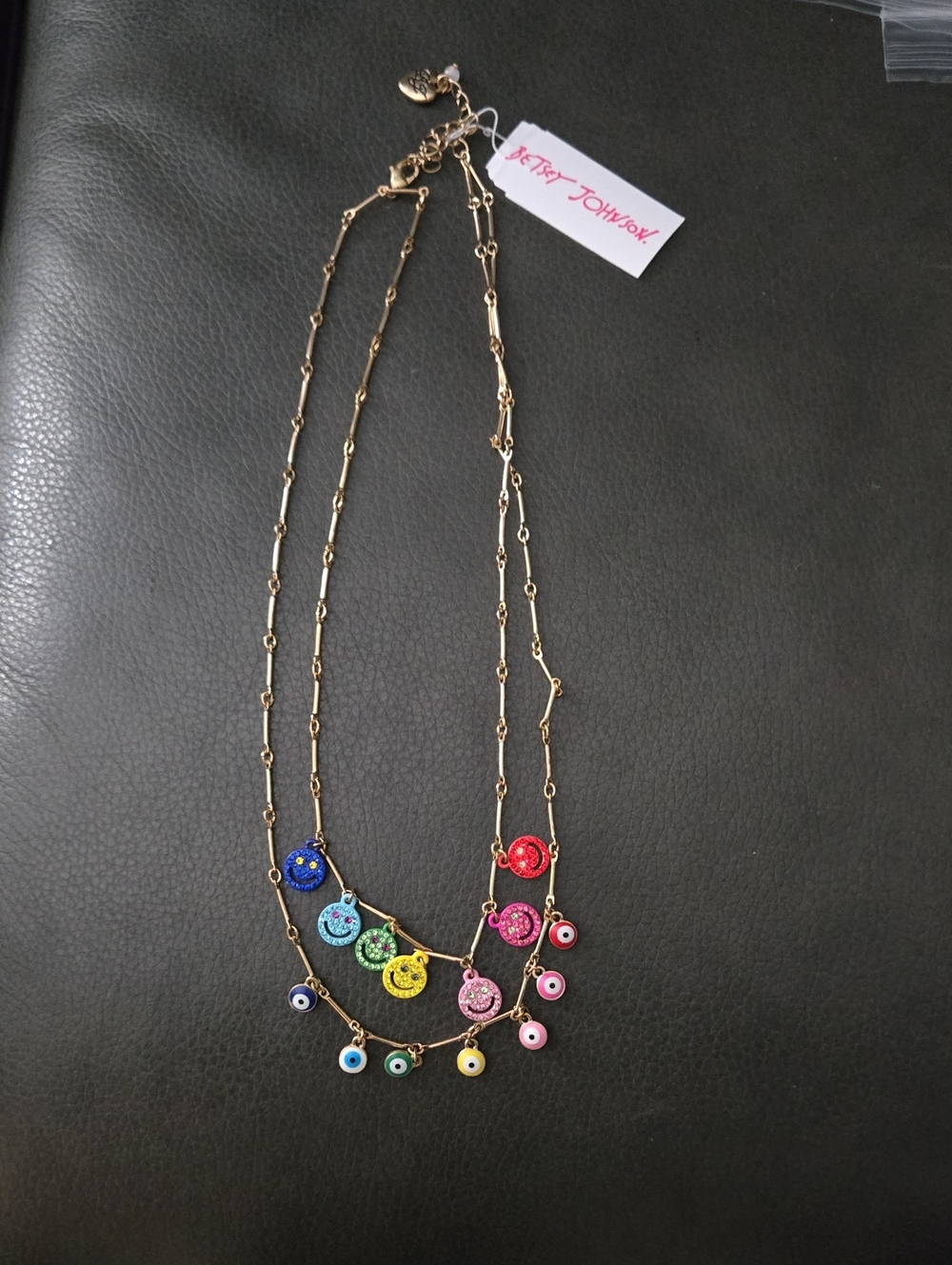 Betsey Johnson Gold Rainbow Evil Eye Necklace